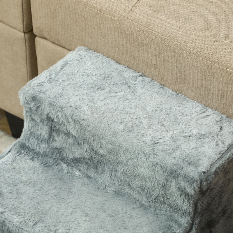 Dog Stairs 3-Step Pet Plush, Light Grey