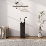 Umbrella Stand, 4 Hooks, Water Catcher, Steel Black
