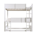 Triple Bed, Loft High Fence Design, Children's, Solid Wood, White