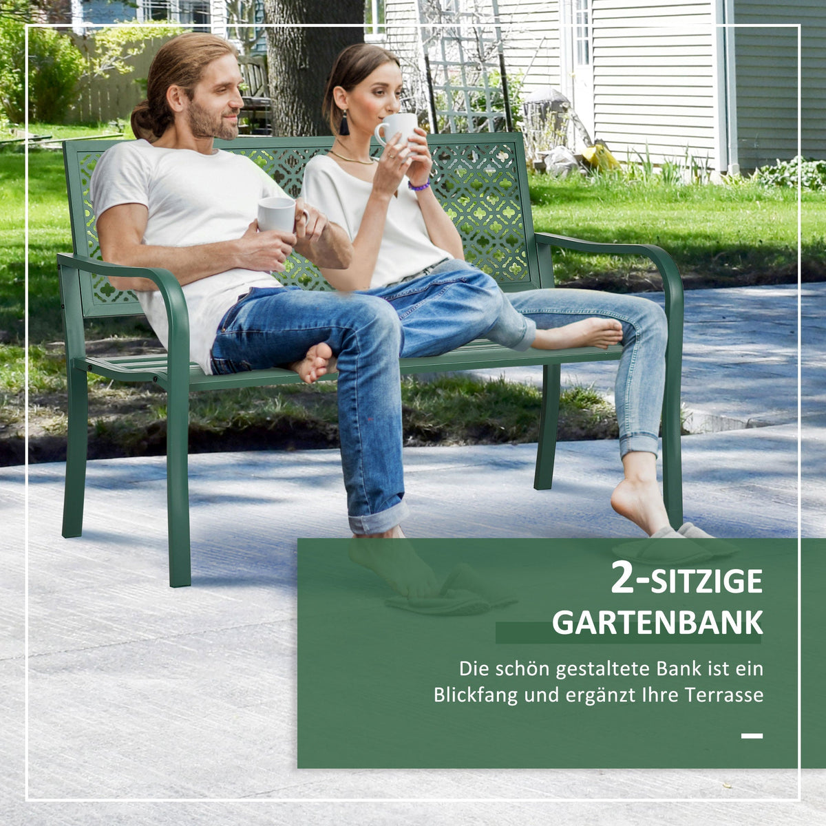 Garden Bench, 280 kg Load Capacity Weatherproof, Dark Green
