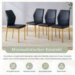 Chic Dining Chairs, Set of 4 with Vertical Embossing and Metal Legs, Black and Gold