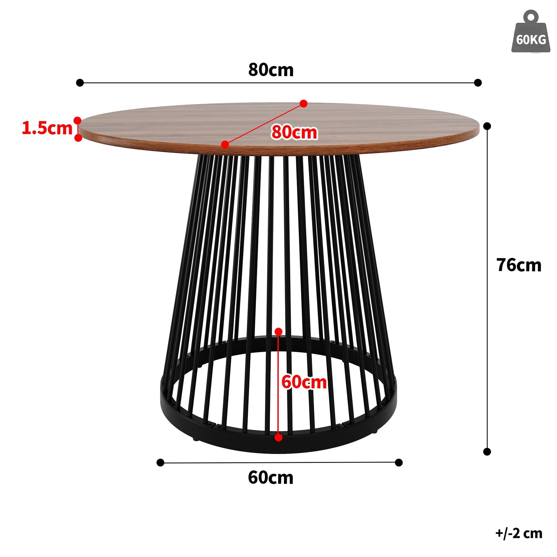 5-Piece Dining Table Set Round 80cm Kitchen Black Metal Walnut MDF/Velvet
