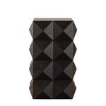 Retro Side Table - 60CM Height, Embossed Pattern, Wooden, Black