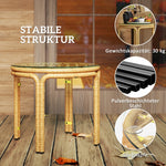 Side Table, Round Coffee Table, Glass Top, Polyrattan, Yellow