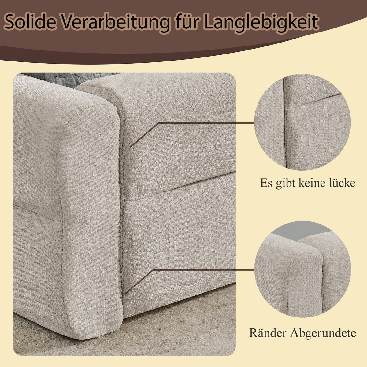 Single Bed 90x200cm Comfortable Headboard Chenille Beige