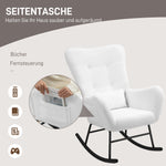 Rocking Chair, Teddy Fabric, Lumbar Cushion, White