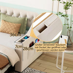 Upholstered Sofa Bed, 90/180*190cm, USB Charging, Storage, Velvet Beige