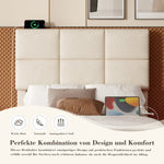 Modern Velour Upholstered Bed 90x200cm Adjustable Headboard USB/LED Hydraulic Storage, Beige