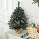 Christmas Tree LED, 60cm, Pine Cones, Red Berries, Stand, Green/White