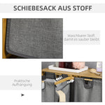 Laundry Basket with Platform, 2 Bags, Bamboo Grey+Natural