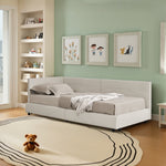 Single Bed 90x200cm High Back Velvet Beige