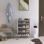 Shoe Cabinet with Doors and Shelves, Holds 12 Shoes, White Wood