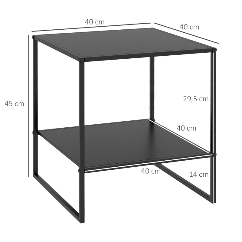 Industrial Side Table, Coffee Bedside Table with 1 Shelf, Black