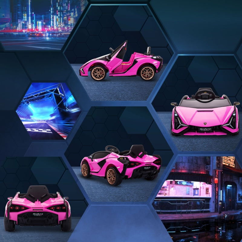 Lamborghini Children's Electric Car with Remote Control, 3-5 km/h for Ages 3-5, Pink