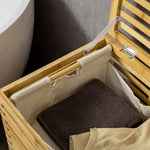 Bamboo Laundry Basket, 63L, Removable Bag, Natural Wood