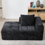 Chaise Longue Sofa, Soft Cushions Side Pockets, Black