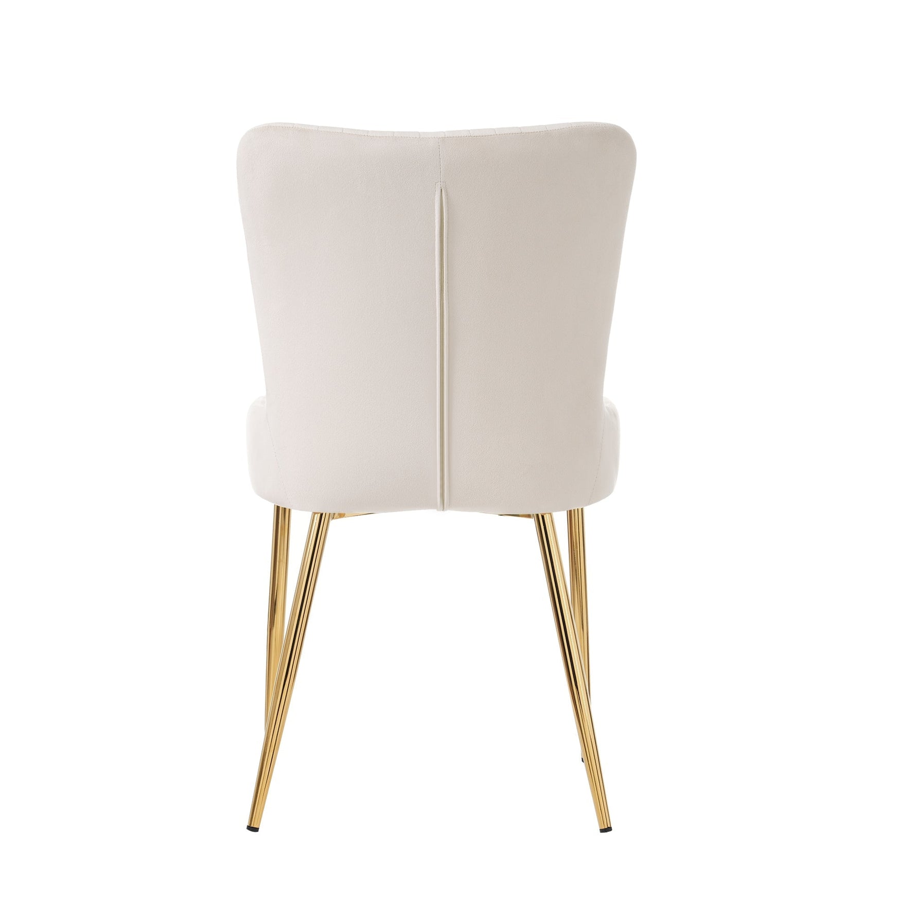 Velvet Dining Chair, Set of 4 with Gold Metal Legs and Lumbar Support, Beige