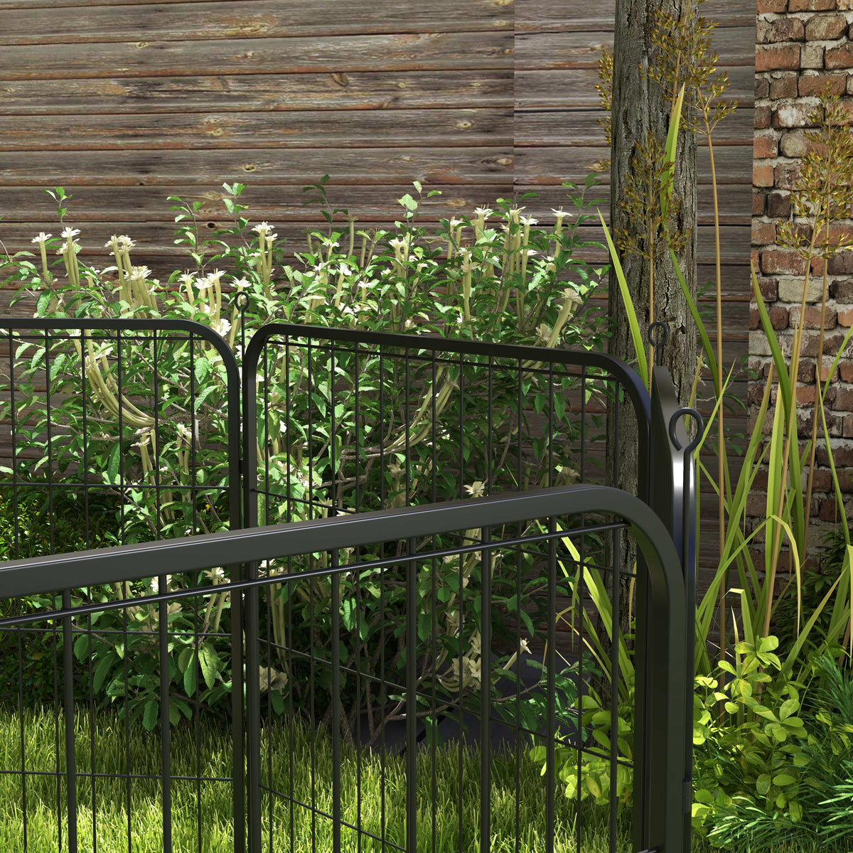 Puppy Run, Outdoor Enclosure, Customizable, Metal Black