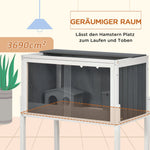 Hamster Cage, 2 Huts, 82 x 45 x 81 cm, Grey Wood