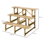 Plant Ladder Flower Shelf, 3 Steps, 100 x 80 x 78cm, Fir Wood