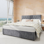 Modern Minimalist Soft Bed, Comfortable Headboard, High Box, 140x200CM, Gray