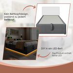 Children's Upholstered Bed, 90x200 cm, with Bookcase, Hydraulic Storage, USB-C, Single, Grey Linen
