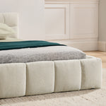 Double Bed 140x200cm Square Quilted Design, Beige Chenille
