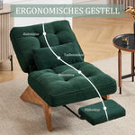 Lounge Chair Adjustable Backless Footrest Lumbar Cushion, Fabric Wooden Legs