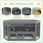 Rodent Cage, 3-Tier Hexagonal with Ramp, Wood Gray