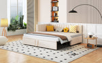 Sofa Bed, L-shaped Pull-out 90/180*200cm, Velvet Beige