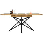 Extendable Dining Table Set with 4 Chairs, Dark Grey Velvet and Walnut Look