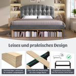 Upholstered Double Bed, 140x200cm with Storage Drawers and Adjustable Headboard, Grey Velvet
