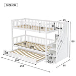 Bunk Bed Trundle Ladder Safety Rails 90x200/190cm, Pine+MDF White