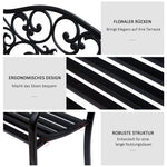Garden Bench 3-Seater Steel with Cast Iron Armrests, Black