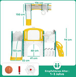 7-in-1 Toddler Slide Set with Basketball Hoop, Climbing Frame and Swing, Yellow and Green