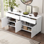 High-Gloss Sideboard 4 Drawers 2 Doors Adjustable Shelves