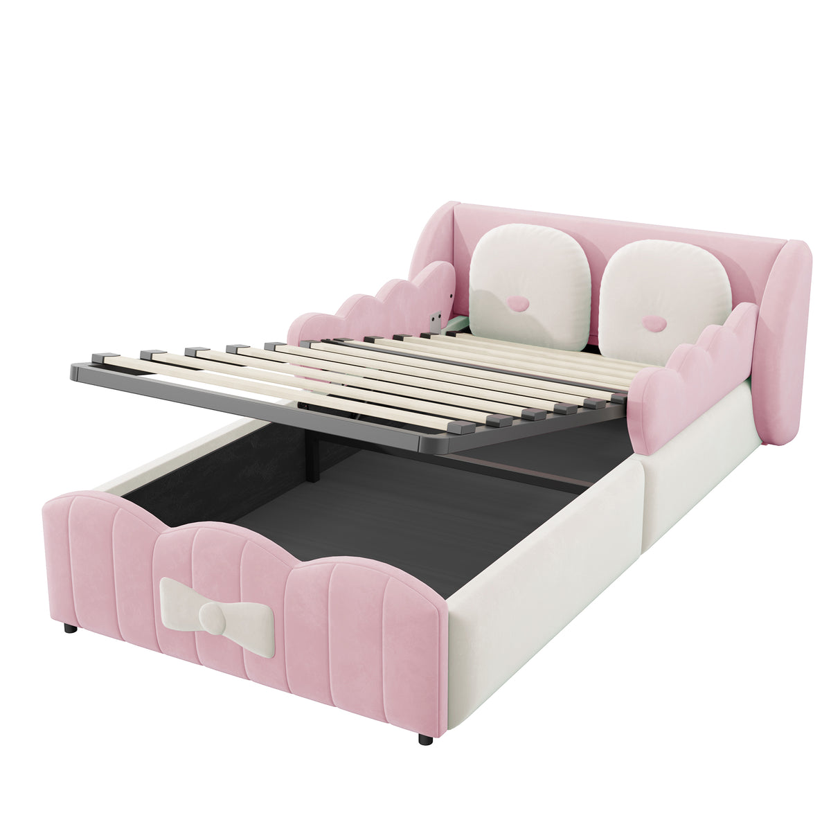 Children's Upholstered Bed 90x200 Hydraulic Storage, Velvet