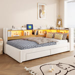 3-in-1 Sofa Bed 90x200 Extendable Daybed with LED & Drawers