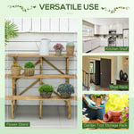 Plant Ladder Flower Shelf, 3 Steps, 100 x 80 x 78cm, Fir Wood
