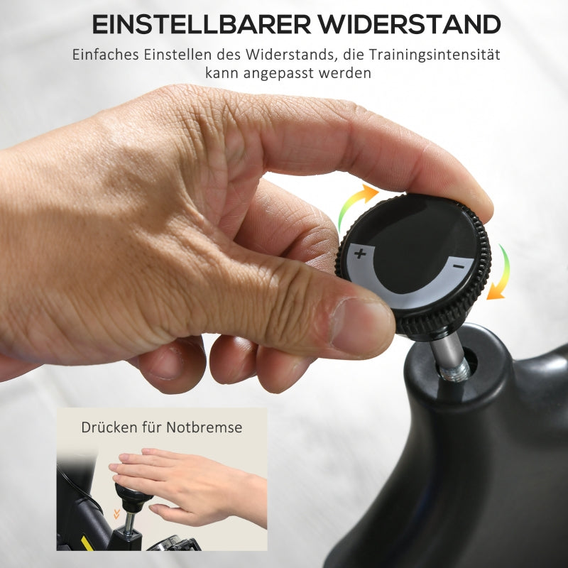Exercise Bike, Adjustable Seat & Resistance, LCD Display, Heart Rate Sensor, Steel, Yellow