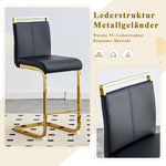Bar Stools Set of 2 Nordic Style Gold Metal Legs - Black Faux Leather