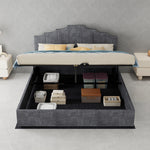 Modern Soft Bed with Mattress & Storage, 160x200cm, Gray