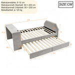Upholstered Kids Bed 90x200 with Desk & Trundle, Grey Velvet
