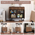 Sideboard/Chest of Drawers, 80×40×78cm, 2 Doors & 2 Drawers, Leaf Relief, Dark Walnut Look