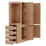Extra-Large Wardrobe with Drawers and Storage Compartments, 140x40x170cm, Wood Color