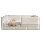 Upholstered Children's Bed 140x200cm with Drawer, Beige Velvet