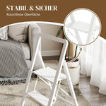 Stepladder, 3 Steps Anti-Slip Folding with Handle, Aluminum, White