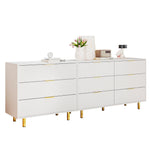 Modular Drawer Unit with 9 Drawers and Modern Sideboard Set, White and Gold
