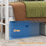 Metal Bed Frame 120x200cm, Vintage Headboard & Footboard with USB & LED, Heavy-Duty Steel, White