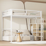 Bunk Bed 140x200 Ladder Storage Shelf Wardrobe Iron Frame White